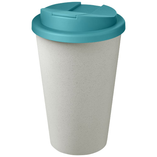 Gobelet recyclé personnalisé 350 ml Americano® Eco Bleu aqua et Blanc